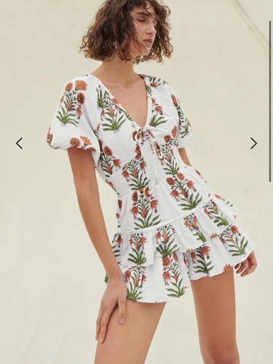 SAYLOR Dresses & Skirts - SAYLOR White Dress with Subtle Pink and Olive Floral Accents